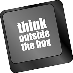 Image showing think outside the box words, message on enter key of keyboard