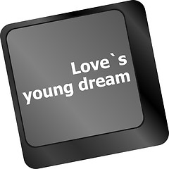 Image showing love s young dream on key or keyboard showing internet dating concept