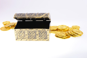 Image showing Treasure box with gold coins