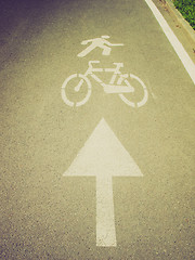 Image showing Retro look Bike lane sign