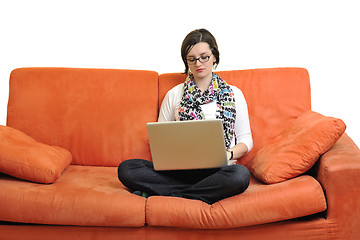 Image showing woman using a laptop computer at home