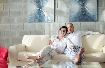 Image showing happy young couple relax at home