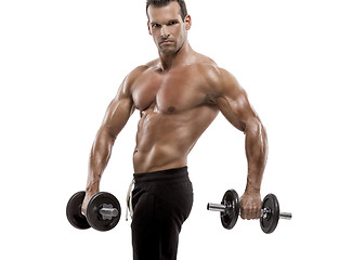 Image showing Muscle man holding weights