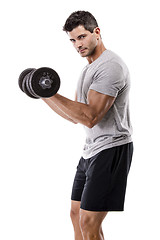 Image showing Athletic man lifting weights