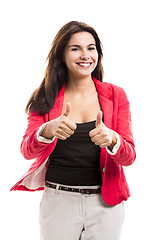 Image showing Business woman with thumbs up