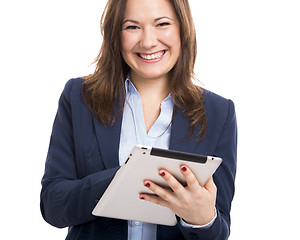 Image showing Business woman working with a tablet