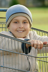 Image showing Boy in a Trolley