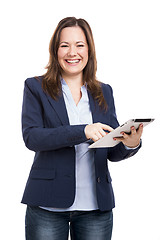 Image showing Business woman working with a tablet