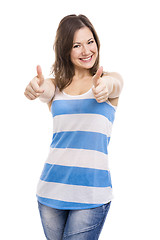 Image showing Woman with thumbs up