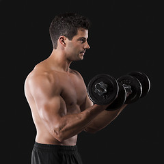 Image showing Muscular man lifting weights