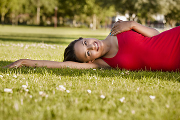 Image showing Woman resting in the park