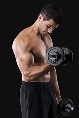 Image showing Muscular man lifting weights