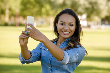 Image showing Beautiful woman talking at phone