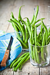 Image showing green string beans in glasses