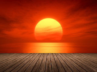 Image showing red sunset