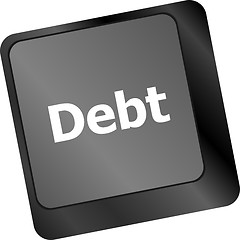 Image showing Computer keyboard key debt, business concept