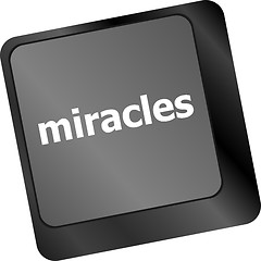 Image showing Computer keyboard key button with miracles text