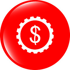 Image showing gear (cog) web icon cloud with dollars money sign