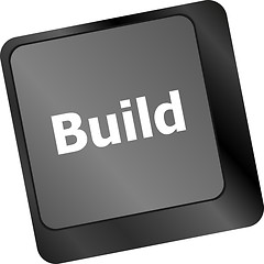 Image showing Computer keyboard with Build key. business concept