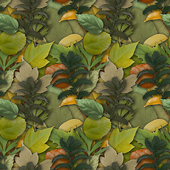 Image showing Camouflage seamless background with natural foliage