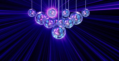 Image showing Colorful funky background with mirror disco balls