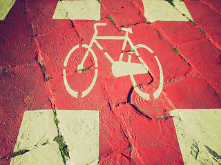 Image showing Retro look Bike lane sign