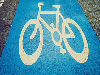 Image showing Retro look Bike lane sign