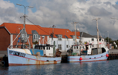 Image showing Blue boat in harbour