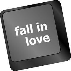 Image showing Modern keyboard key with words fall in love