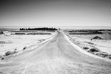 Image showing Road in Sahara desert black and white