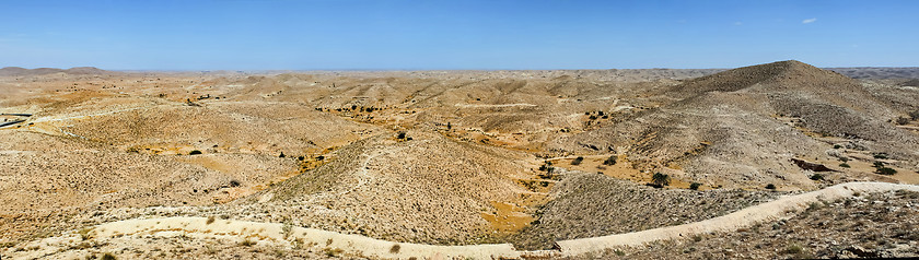 Image showing Panoramic view of Sahara desert in southern Tunisia