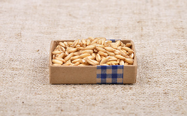 Image showing Oats on linen