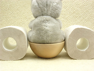 Image showing Soft and hygienic sanitary objects on beige background