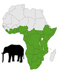 Image showing African elephant range