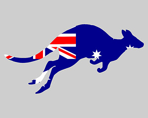 Image showing Flag of Australia with kangaroo