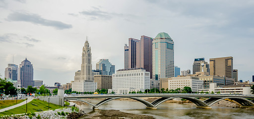 Image showing Columbus Ohio skyline and downtown streets in late afternoon