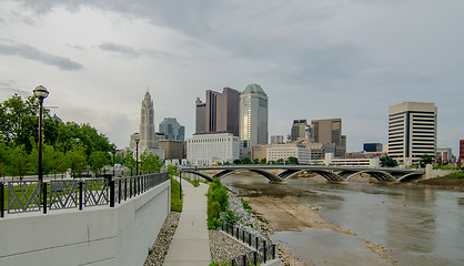 Image showing Columbus Ohio skyline and downtown streets in late afternoon