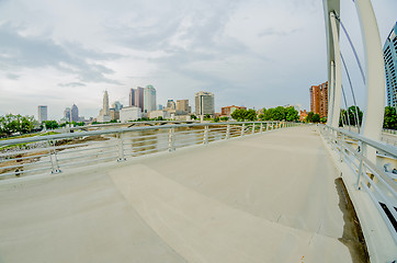 Image showing Columbus Ohio skyline and downtown streets in late afternoon