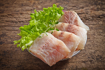 Image showing raw hake fish fillet pieces