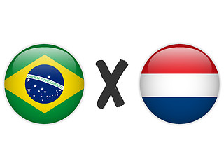 Image showing Netherlands versus Brazil Flag Soccer Game