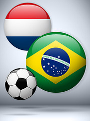 Image showing Netherlands versus Brazil Flag Soccer Game