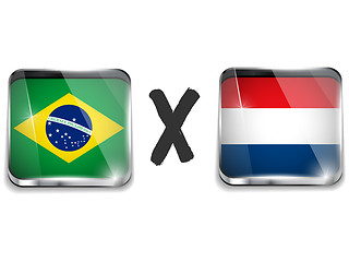 Image showing Netherlands versus Brazil Flag Soccer Game