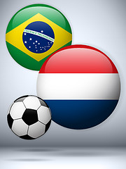 Image showing Netherlands versus Brazil Flag Soccer Game