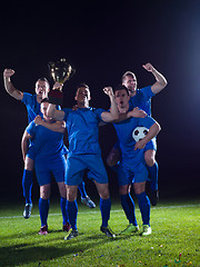 Image showing soccer players celebrating victory