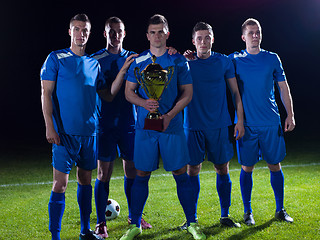 Image showing soccer players celebrating victory