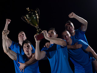 Image showing soccer players celebrating victory