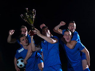 Image showing soccer players celebrating victory