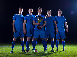 Image showing soccer players celebrating victory