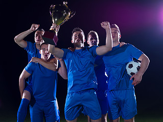 Image showing soccer players celebrating victory