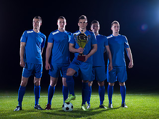 Image showing soccer players celebrating victory